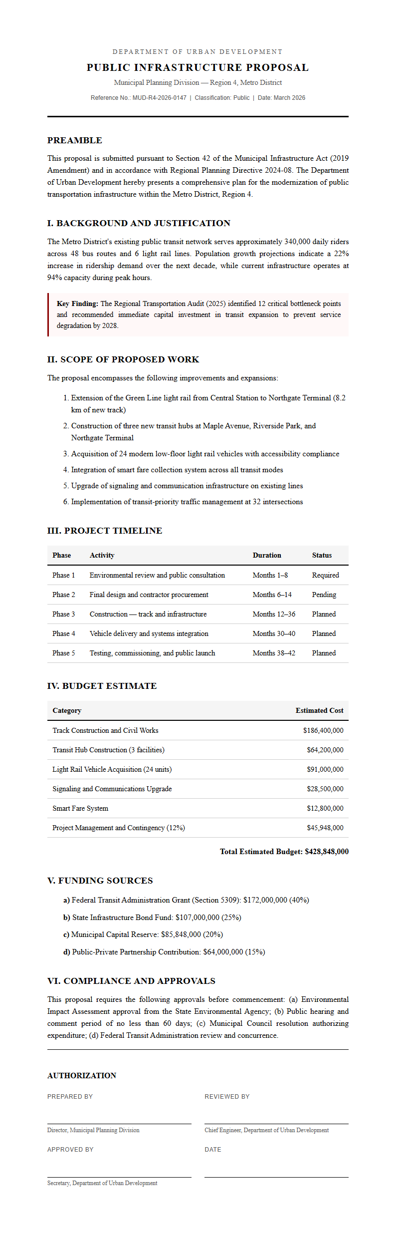 Government official proposal